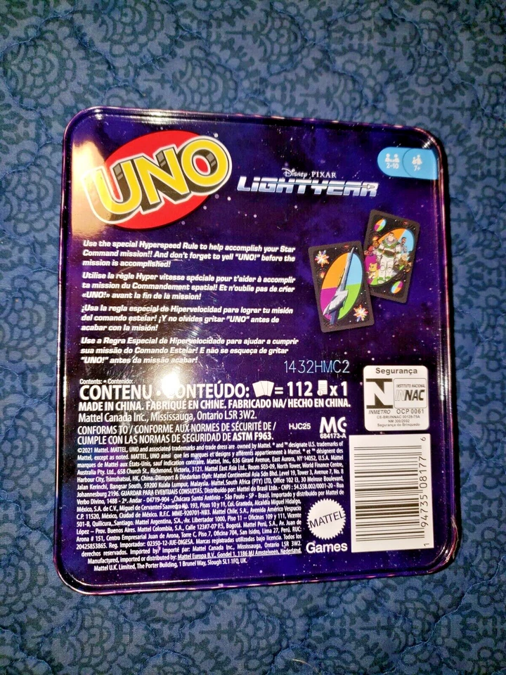 Disney Pixar UNO Mattel "Lightyear" The Movie UNO Edition Collectible Tin - New - Image 2 of 3