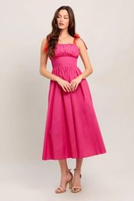 Evening Delights Fuchsia Woven Midi Dress