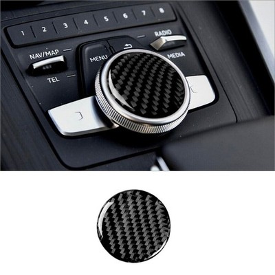 Carbon Fiber Interior Radio Console Knob Cover Trim For Audi A4 B9 2017-2019