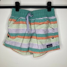 PATAGONIA Costa Rica Baggies Striped Shorts Teal Orange Small
