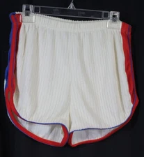 Vtg KMart Terrycloth Shorts Stripe Elastic Waist Hot Pants 70s 80s Multi Retro L