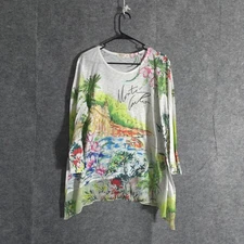 Jess & Jane Monte Carlo Floral Print Long Sleeve Tunic Top Womens Sz XL USA
