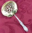 ROUEN - antique BON BON, Nut Spoon, c.1892 - GORHAM Sterling Silver w/GOLD Wash
