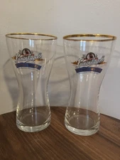 Leinenkugel's Sunset Wheat Beer Gold Rim Pilsner Hourglass Pint Glass 2 Clear