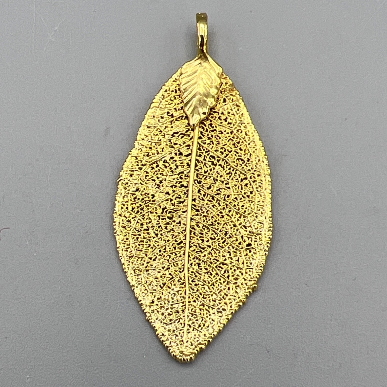 Vintage Gold Dipped Leaf Pendant - image 4