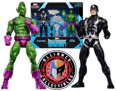 Pack De 2 Figurines Marvel Legends – Black Bolt & Triton (Inhumains) – 15 Cm, 12 Accessoires, Articulations Multiples