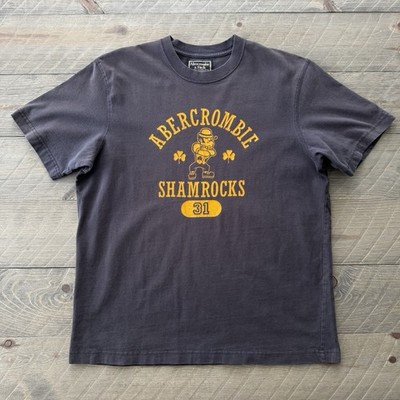 Vtg Abercrombie & Fitch Graphic T Shirt Mens Medium Shamrocks Gray Irish Clover