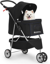 3-Wheel Pet Stroller Dog and Cat Stroller Breathable Mesh Lightweight Tr