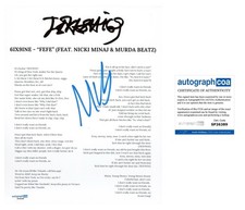 MURDA BEATZ SIGNED FEFE 6IX9INE LYRIC SHEET - ACOA COA