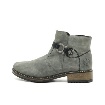 Rieker Damen Y4733 Stiefeletten Grau Kunstleder Knöchelhoch Stiefelette EU 39