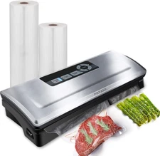 Precision Vacuum Sealer with Starter Kit, Compact Design (Silver)