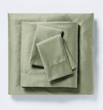 Threshold Queen Green Cotton Sateen Sheets 3 Piece Cooling