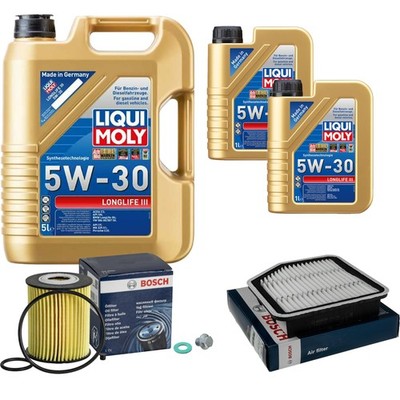 BOSCH Inspektionspaket 7 L Liqui Moly Longlife 3 5W-30 für Lexus IS II 250 GS