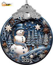 Snowman Ornaments for Christmas Tree 2025, Elegant 2025 Dated Christmas Ornamen