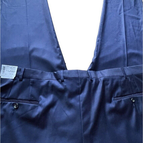 NWT Hickey Freeman Beacon Unhemmed Wool Dress Pants Slacks Navy Blue 42x30 Men - Foto 2 di 9