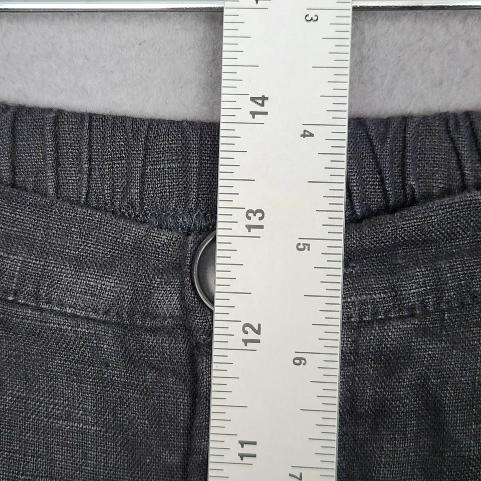 FLAX Pants Womens Small Black 100% Linen Wide Leg Elastic Waist Pockets 32x30 - Image 4 of 4