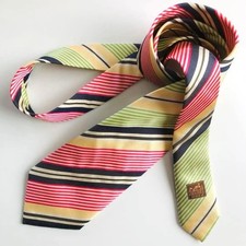 HERMES Tie Striped Yellow