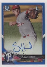 2018 Bowman Chrome Prospect Blue Refractor /150 Spencer Howard #CPA-SH Auto 0a17