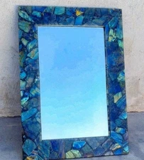 Labradorite Mirror | Blue Stone Wall Hanging Glass | Cheval Mirror | Diwali Gift
