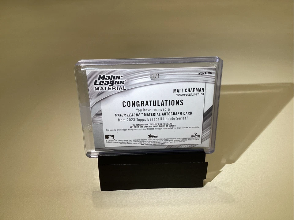 Matt Chapman 2023, Major League Materials, 1/1 Toronto Blue Jays (mem, automático) Foto 2 de 2