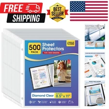 500 Pack s 8.5 x 11 inch, Clear Page Protector for 3 Ring Binder, Plastic Sle...