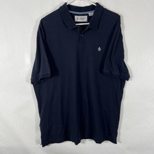 Original Penguin Polo Shirt Mens XXL 2XL Navy Blue Short Sleeve Slim Fit Cotton