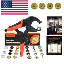 Heavy Duty Snap Fastener Tool, Snap Setter Tool with 100 Sets 4 Color Boat Co...