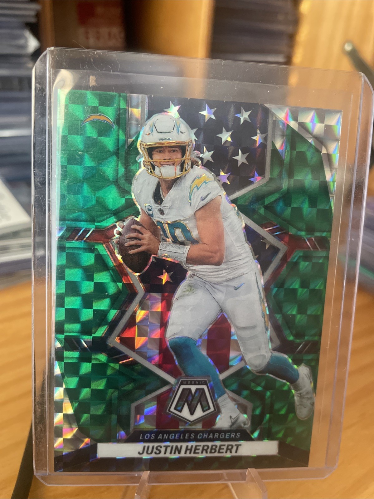 2022 Panini Mosaic - National Pride Justin Herbert #254 Green Mosaic Prizm