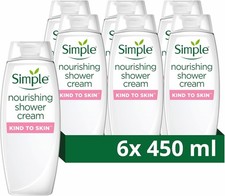 Simple Body Wash Shower Gel 450ml x6 with Vitamins & Geranium Oil Care UK 5.07 per litre