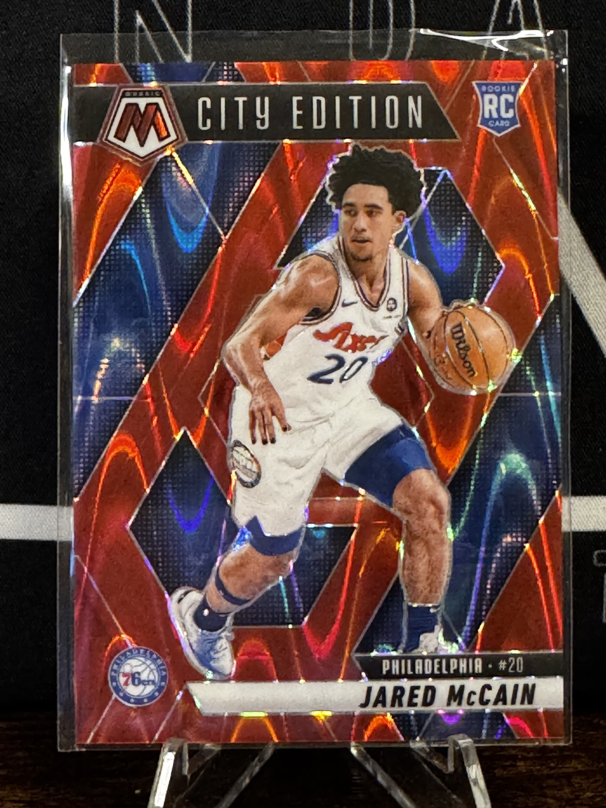 2024-25 Panini Mosaic - City Edition Jared McCain #277 Red Seismic RC /299