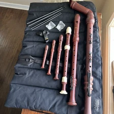 Woodnote Wood Simulated Pro Recorder Set Bass Tenor Alto Soprano Sopranino wCase