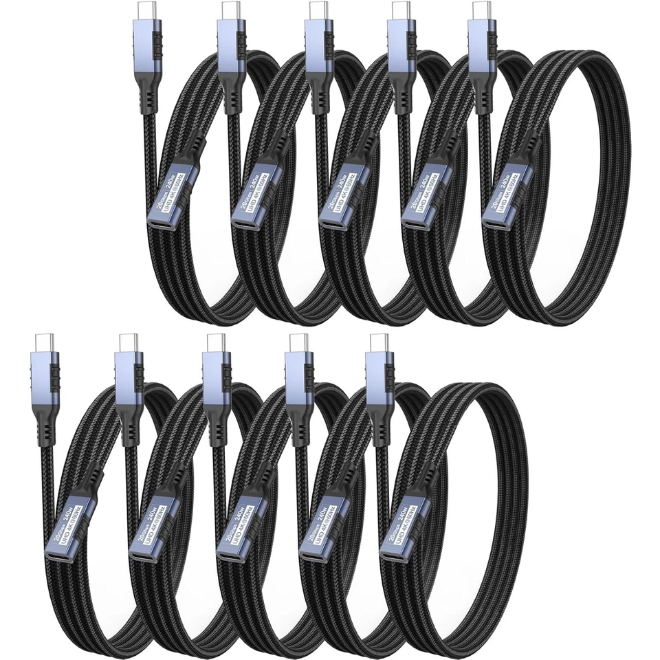 10-Pack USB-C Extender Cable 3ft: 20Gbps Data Transfer - Image 3 of 4