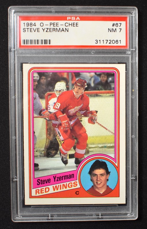 Steve Yzerman 1984-85 O-Pee-Chee #67 Detroit Red Wings Rookie Card PSA 7 NM