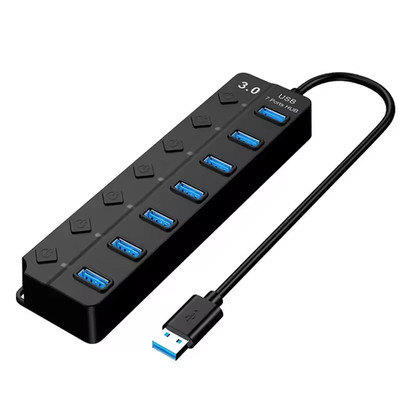 USB 3.0 Hub 7in1 4in1 USB Verteiler Adapter Multiport mit Schalter 30cm