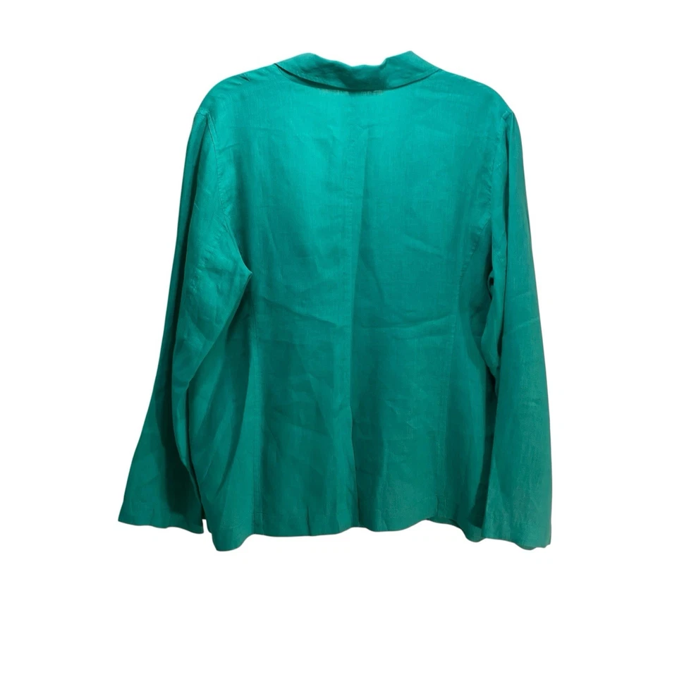 Blazer Eileen Fisher Lino Kelly Verde Para Mujer’s L Resortwear Minimalista Dinero Antiguo Foto 4 de 4