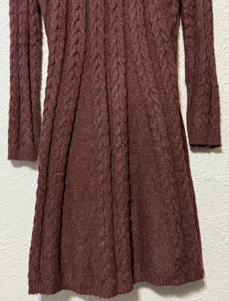 Maurices Womens Ribbed Cable Knit Brown LS Midi Sweater Dress Lined Plus Sz 1 - Image 3 of 4