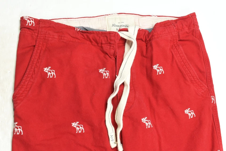 Pantalones de franela de peso pesado vintage Abercrombie & Fitch para hombre XL alce rojo relajado Foto 3 de 4