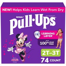Potty Ups Girls Training Pants Size 2T-3T 34 lb 74 Count Pull 16-34
