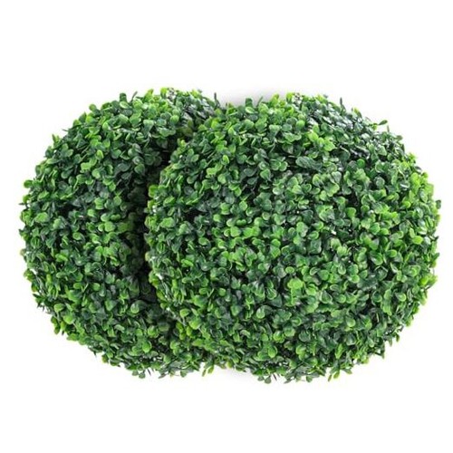 2 Pcs Artificial Plant Topiary Balls Outdoor, 15" Faux Boxwood Balls Fake