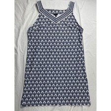 Talbots Petite Navy White Fan Print Sleeveless Sheath Dress XL