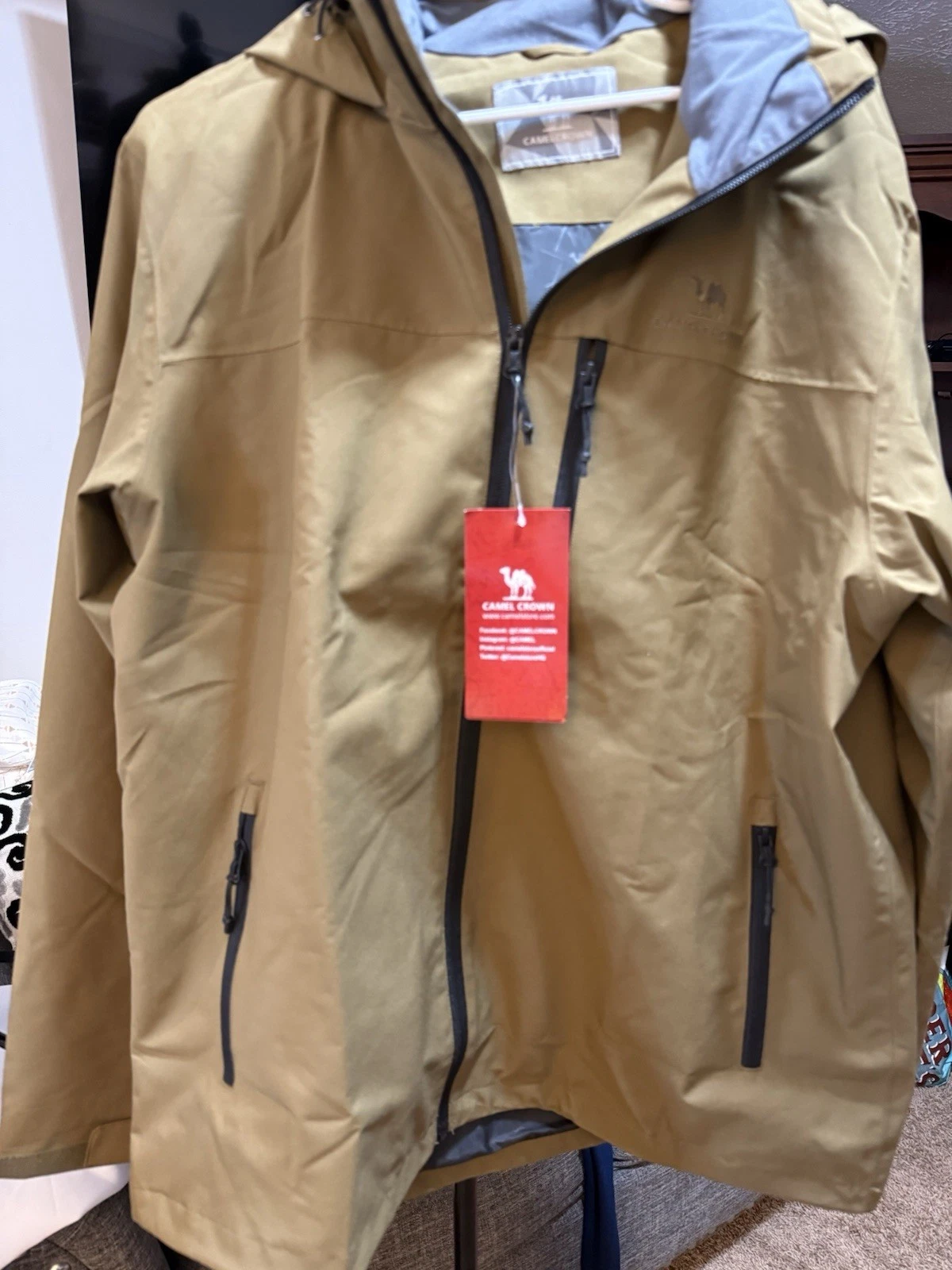 Camel Crown Men's Waterproof Softshell Lightweight Hooded Jacket ArmyGreen SZ L