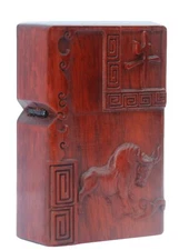 Natural Rosewood Carved Zodiac Oxen Lighter Box For Zippo Insert Kit(Case Only