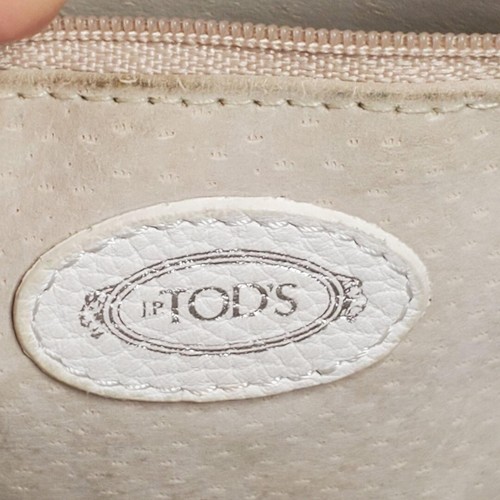 TOD'S Handbag Tote Bag Shoulder bag White Leather Logo Embossed 038970d - Picture 12 of 15