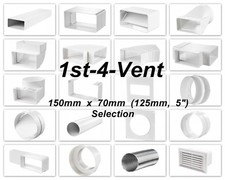 150mm x 70mm Flat Channel Rectangular Plastic Ducting Extractor Fan Bath Kitchen