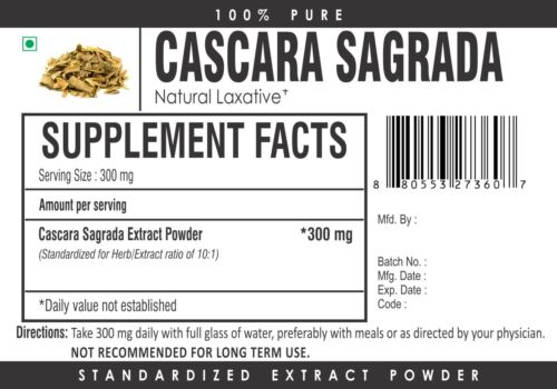 Cascara Sagrada Bark 10:1 Extract Powder Rhamnus Purshiana DC Natural Laxative - Picture 3 of 3