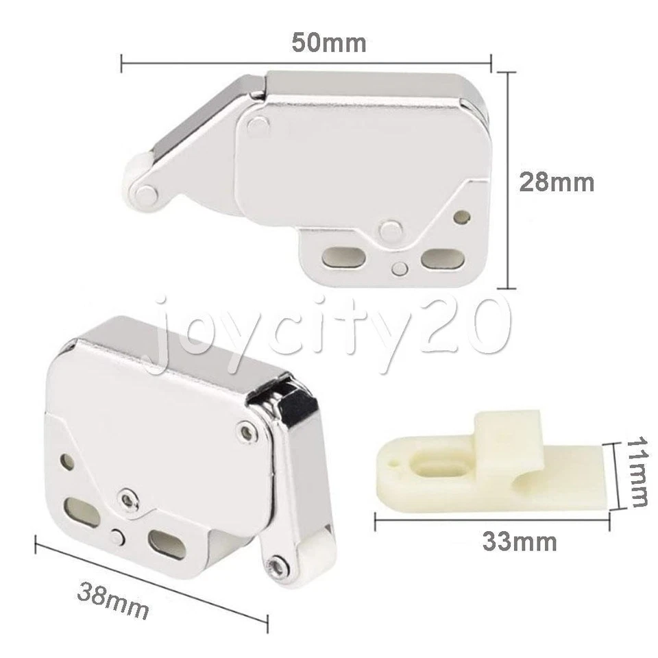 10x PUSH TO OPEN CATCH Cupboard Cabinet Door Spring Loaded Touch Release + Screw - Image 3 of 4