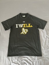 Under Armour Oakland A's Athletics I WILL Men Small Loose HeatGear Black T-Shirt