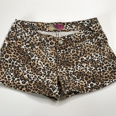 leopard print jean shorts