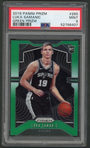 2019 Panini Prizm Luka Samanic Spurs 265 PSA 9 MINT Rookie Card Green 