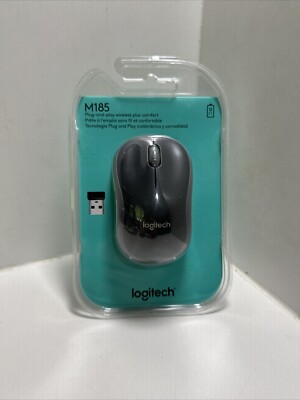Logitech M185 Wireless Mouse NEW Swift Gray Plug and Play USB Optical 910-002255